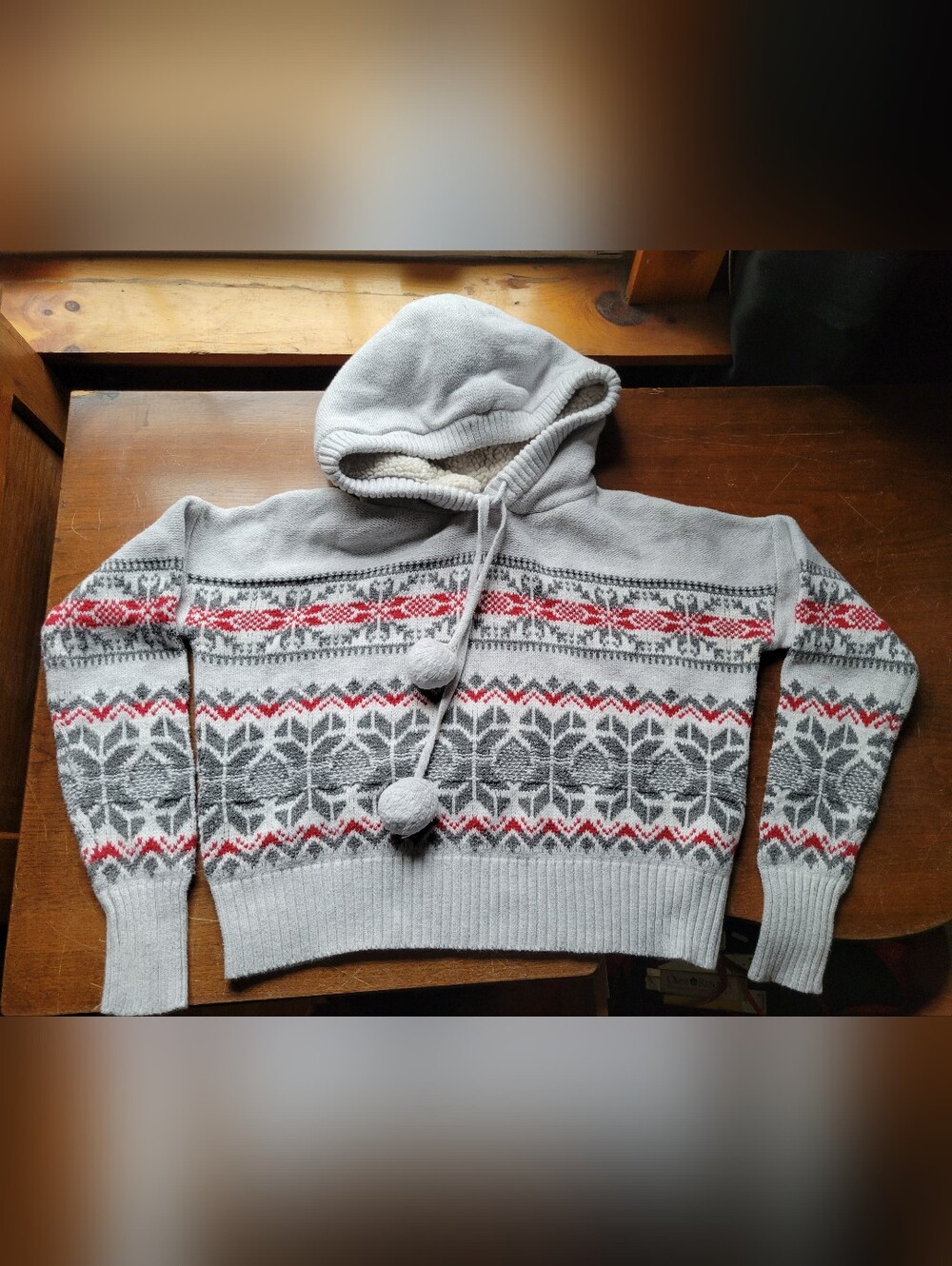 Yes Lola Gray Pullover Sherpa Hoodie Size Medium
